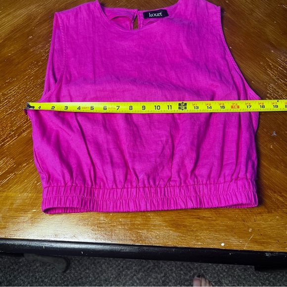 Kourt NWT Pink‎ Linen Sleeveless Crop Top Size Large Barbie Coastal Grandma - Picture 11 of 13
